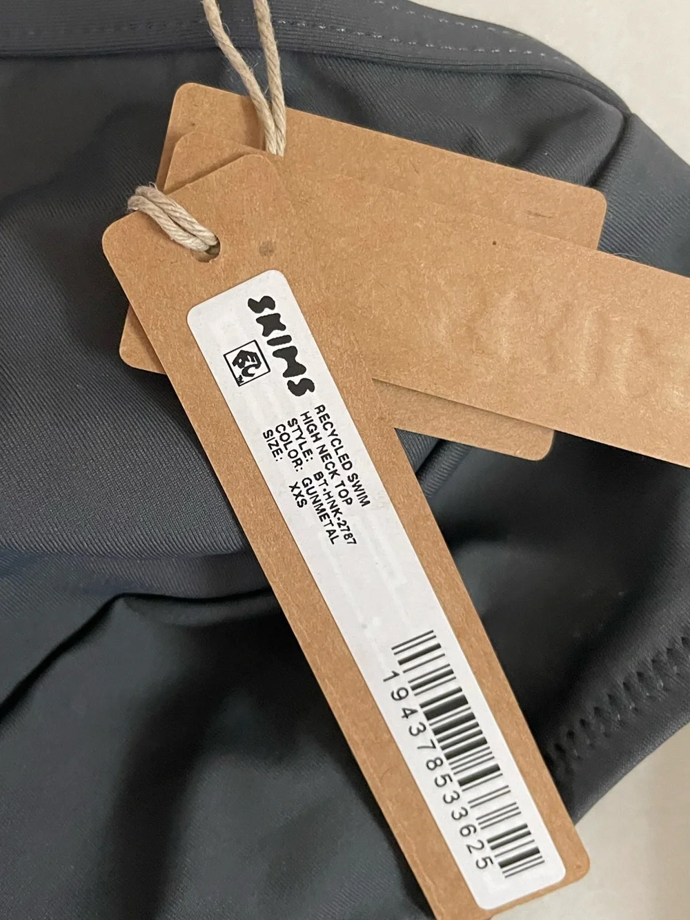 Skims 2pc Bikini Swimsuit NWT Gunmetal Grey High Neck Top & Mid Waist Btm XXS